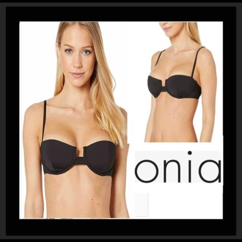 Onia Dalia solid black bikini top medium